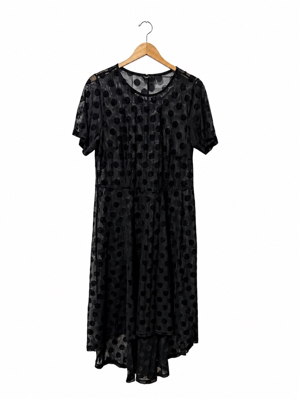 F City Chic Black Sheer Polka Dot Midi Dress Size XS / 14 Witchy Whimsigoth
